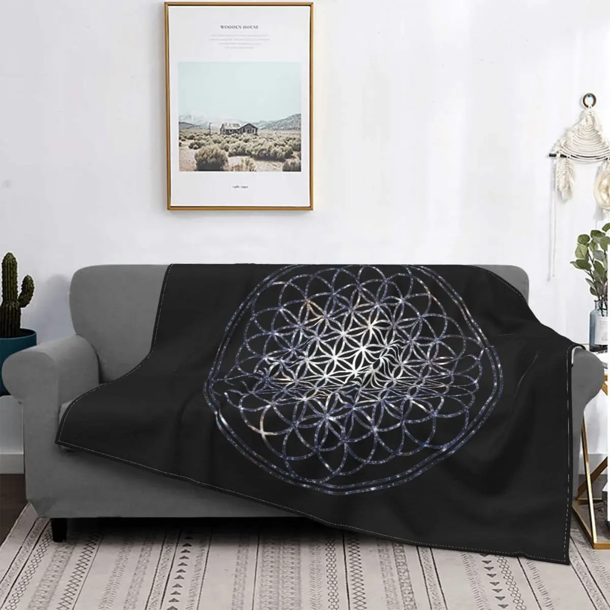 

Mantas de racimo de estrellas geсноtricas, flor de la Vida Sagrada, Mandala с принтом franela, mantas suaves для sof's, c