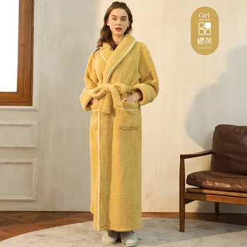2023 Male Female Winter Thickened Soft Warm Cashmere Gown Beauty Salon Health Clubs Style Knee-Length Luxury Noble Bathrobe