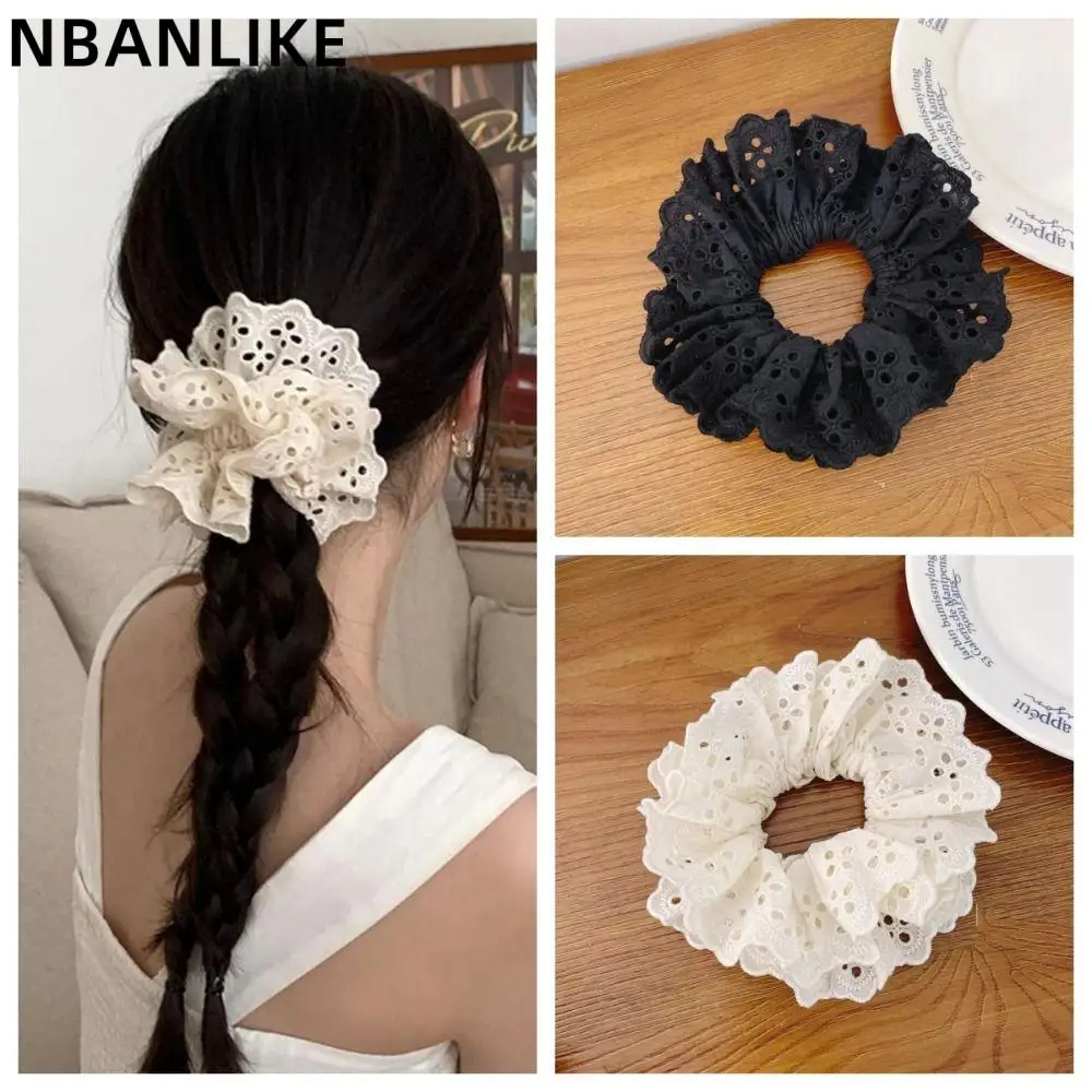 

1PC Embroidery Flower Temperament Hair Rope 10cm Large Lace Elastic Ponytail Hair Band Women Hair Accessories