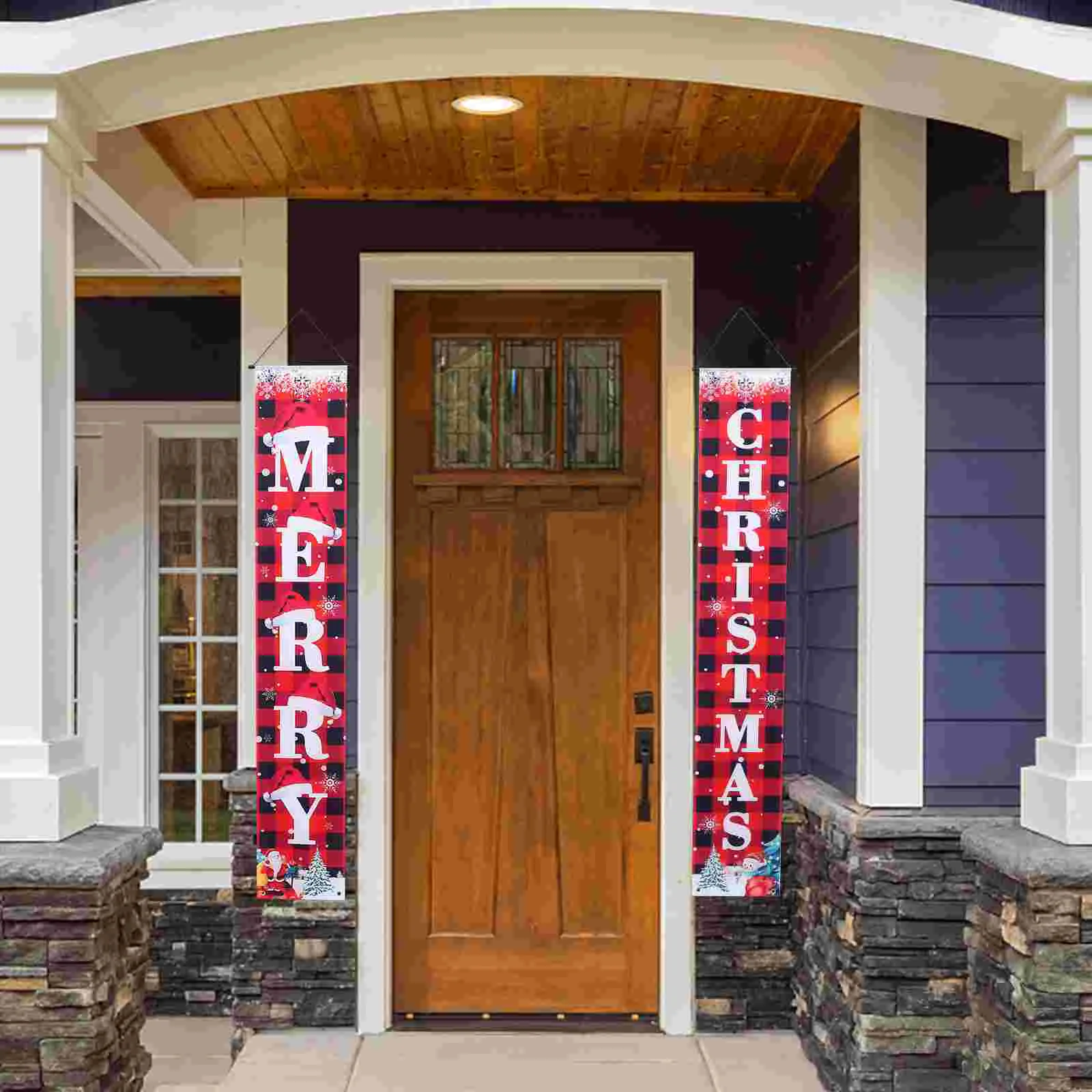 

1 pair of Christmas Door Banners Hanging Door Sign Pendants Porch Couplets Decors Xmas Party Banners