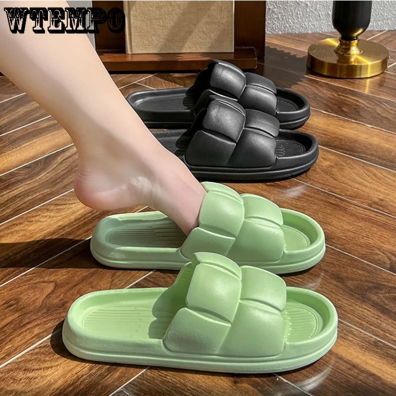 WTEMPO Thick Platform Shoes Cloud Slippers Summer Women Non-slip Bathroom Home Mute Slides EVA Soft Couples Sandals Wholesale