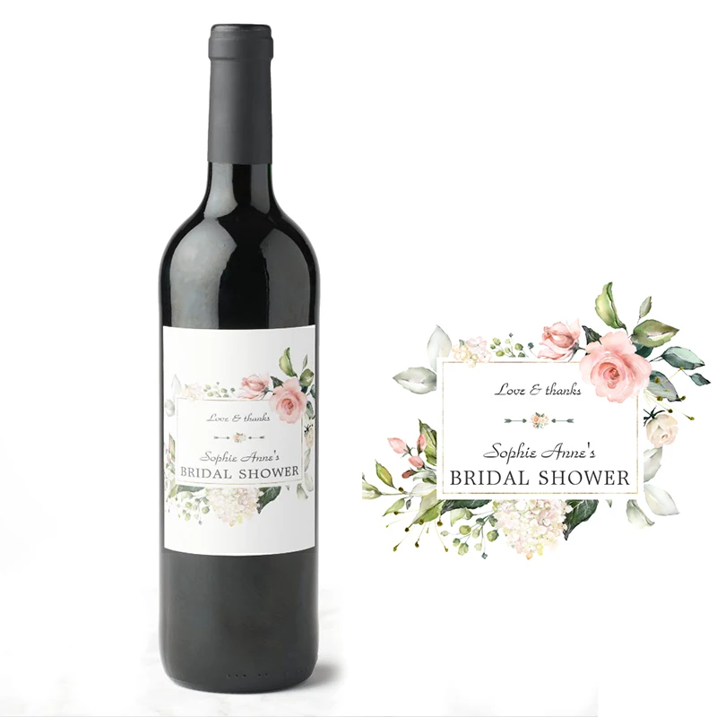

18PCS PersonalizeCustomedTropical Hibiscus Flowerl Wine Bottle Labels Waterproof Packaging LogoDIY Wedding Decor Party Suppl