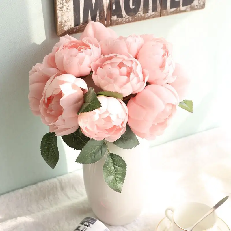 

8 Colors 1 Bunch European Artificial Flower Fake Peony Bridal Bouquet Christmas Wedding Party Home Decorative
