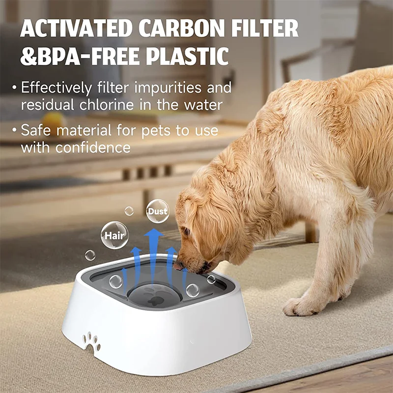 

Pet water feeder spill-proof drinking water dispenser portable anti-slip asphyxiation 1 litre/2 litres/70 ounces dogs and cats
