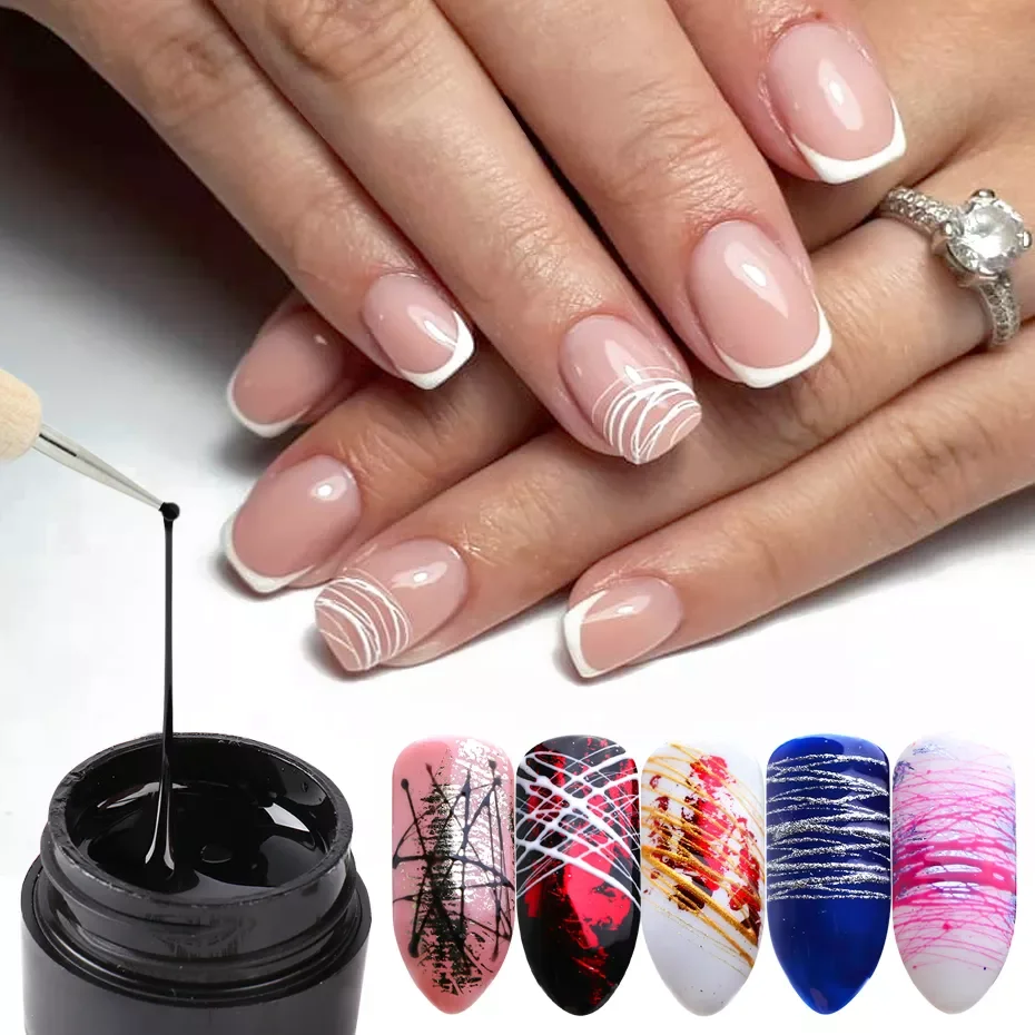 

adet örümcek jel Nail Art yaratıcı çizim boyama UV jel cila astar tel siyah beyaz cadılar bayramı kapalı islatın vernik JI1615-2