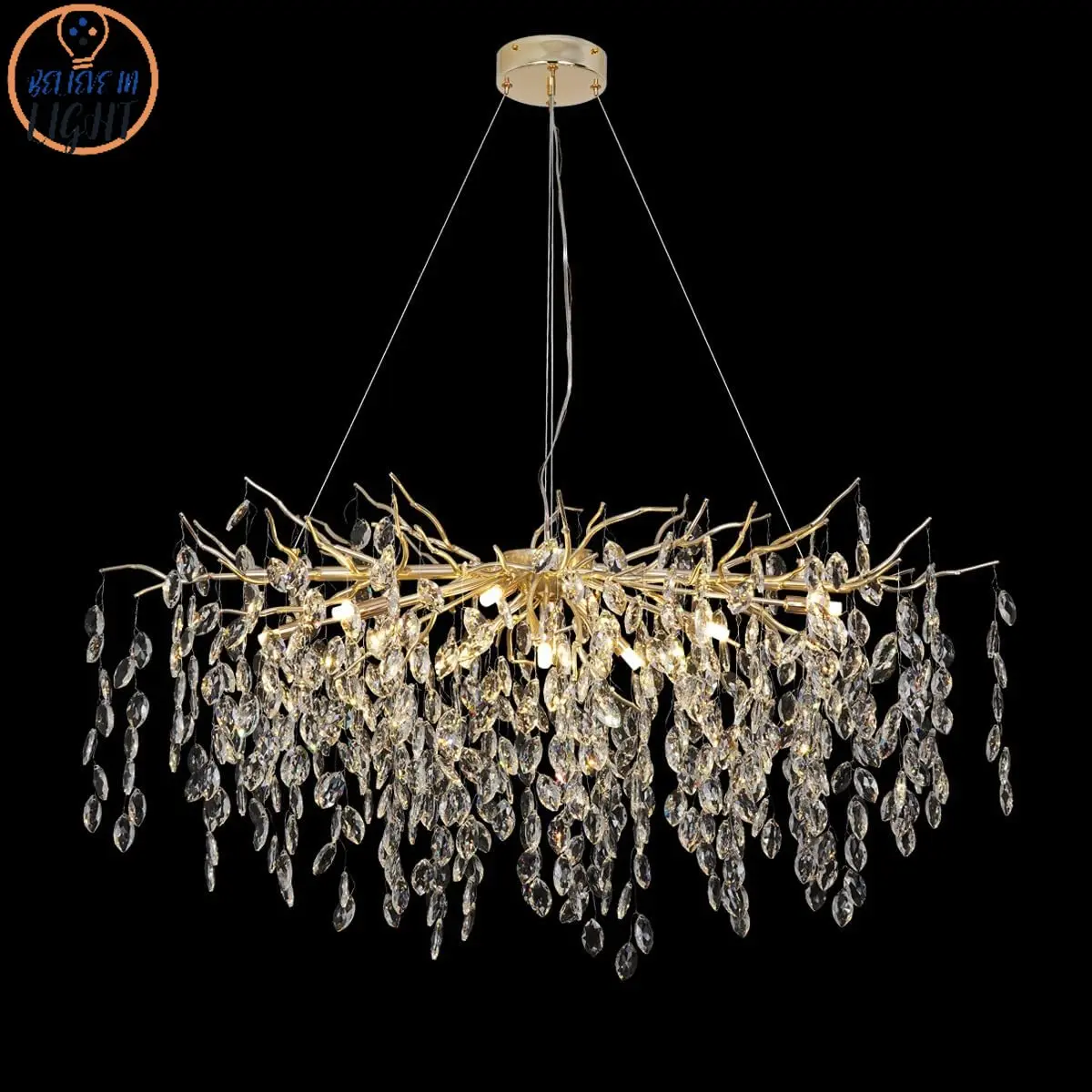 

Nordic Luxury Crystal Chandelier Long Tree Branch Lighting for Kitchen Island Dining Room Chandeliers Large Ceiling Light G9