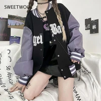 black gothic baseball jacket women hippie harajuku outwear oversize streetwear 2022 fashion dark aesthetic goth clothes tide ins