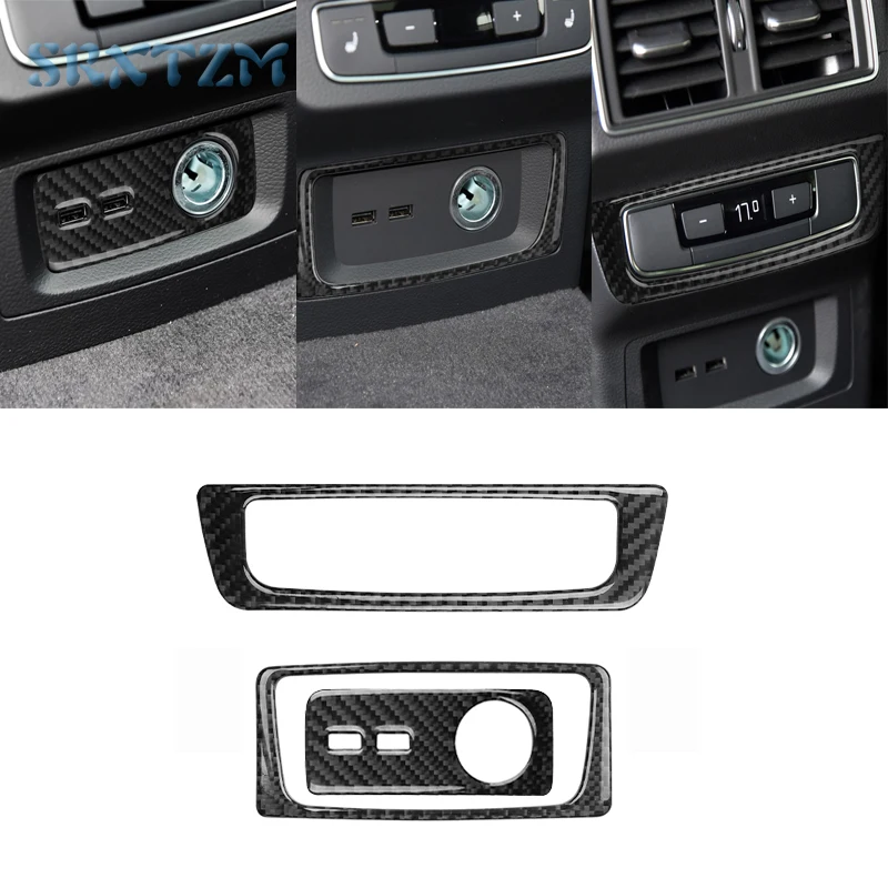 

Car Sticker For Audi Q5 2018-2022 Carbon Fiber Rear Air Condition Control Cigarette Lighter Panel Frame Cover Trim