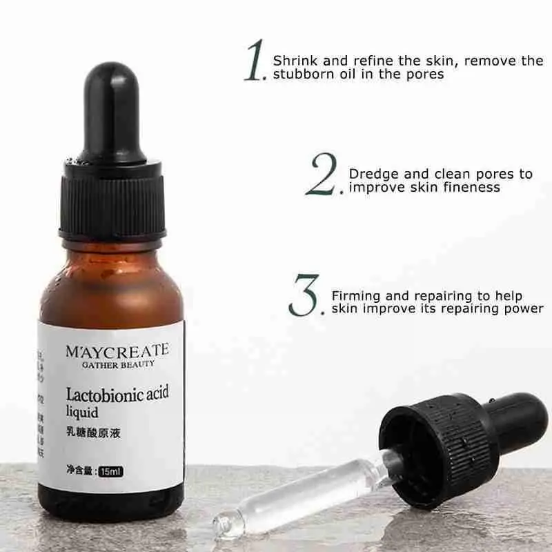 

15ml Lactobionic Acid Fruit Acid Skin Renewal Essence Closed Acid Essence Hyaluronic Face Face Shrinks Relieves Skin Care P B4m6