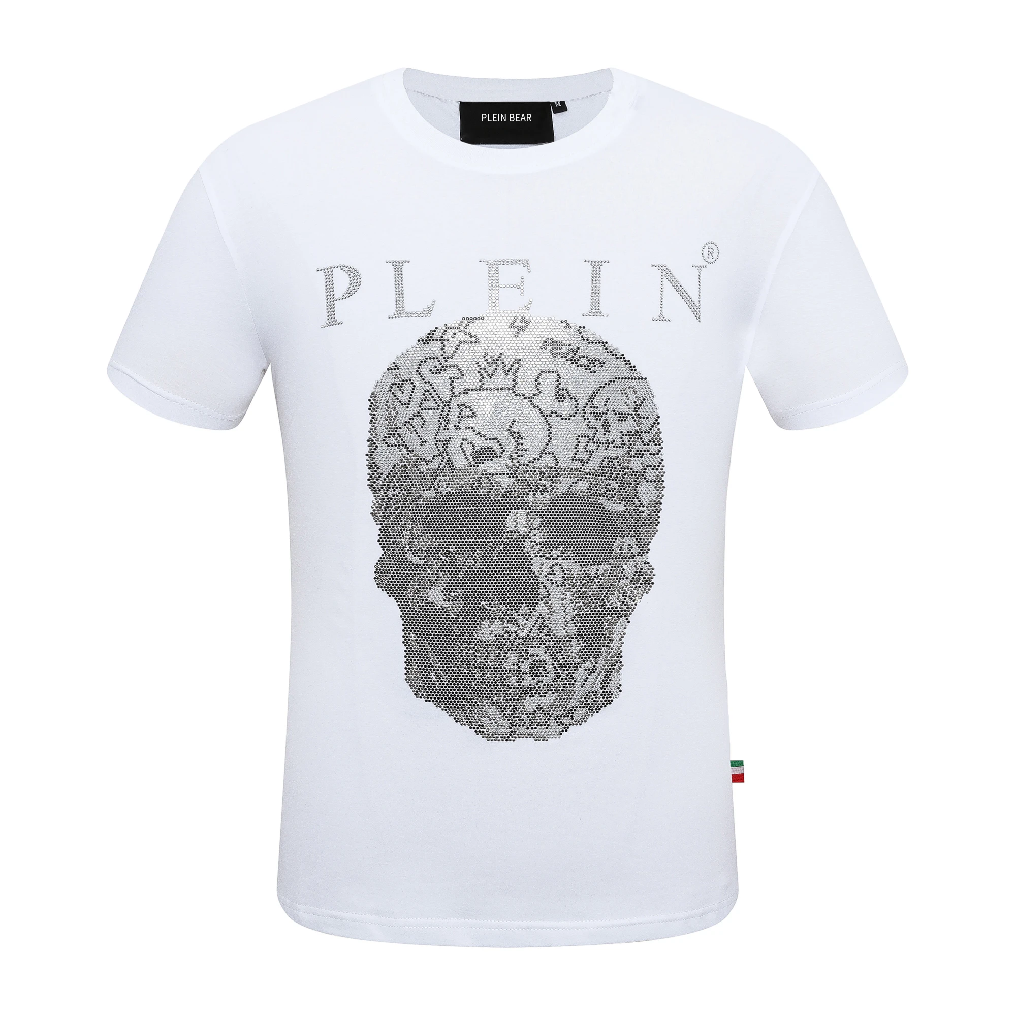 

PLEIN BEAR Men's JERSEY T-SHIRT ICONIC Classic T-shirt with Crystal Skull 100% Cotton T-shirts Men Tops Comfortable Tees 1022