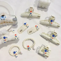 2022 new fashion girl sweet hair clip astronaut rocket hair clip gripper accessories color barrettes for women cute shark clips