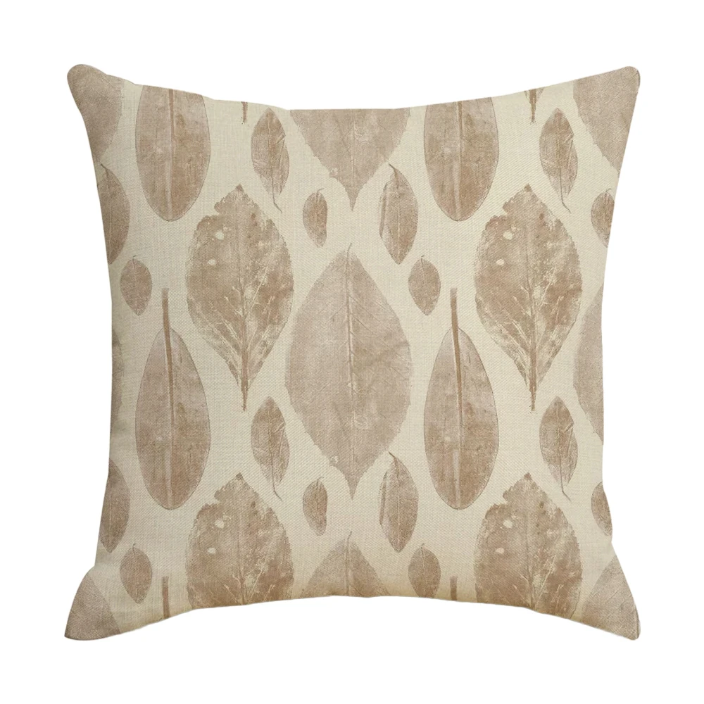 

Golden Leaves Throw Pillow Cover 45x45cm Nordic Home Decorative Square Linen Cushion Cover Living Room Office Sofa Pillow Case