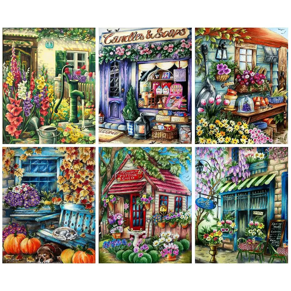 

CHENISTORY 40x50cm Painting By Numbers Beautiful House With Frame Pictures By Numbers Scenery Number Painting Home Decor
