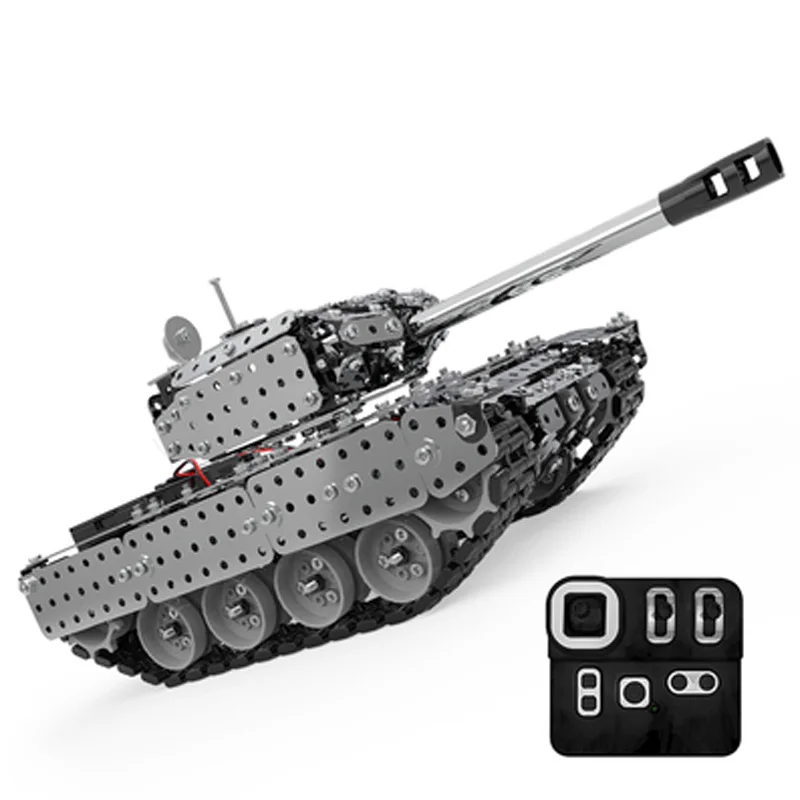 

Metal assembly model mechanical remote control car tank big child adult intellectual toy building block toy