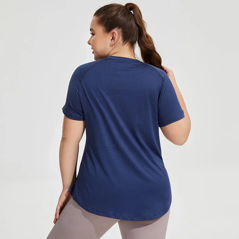 Plus Size Women Tops Summer Short Sleeve Breathable Running Gym T Shirt Yoga Shirts Woman Fitness Outfit Casual Shirt 3XL 4XL