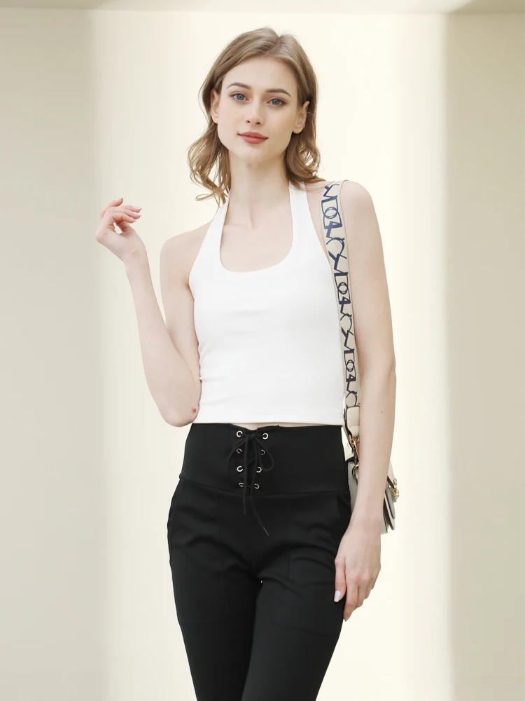 

SVOKOR Halter Neck Top Y2k Crop Tops Women Harajuku Solid Sexy Cropped Indie Clothes Streetwear Backless Sleeveless Shirts