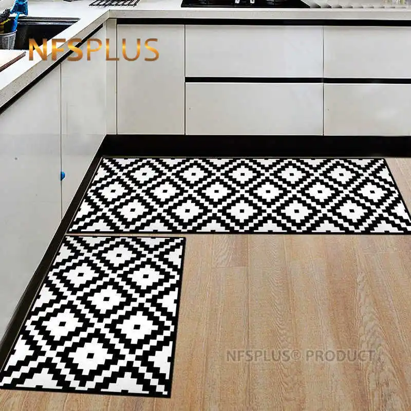 

Geometric Kitchen Mat Floor Carpet Rug 40x60cm 40x120cm Polyester Anti-Slip Hallway Doormat Entrance Door Mats Home Decoration