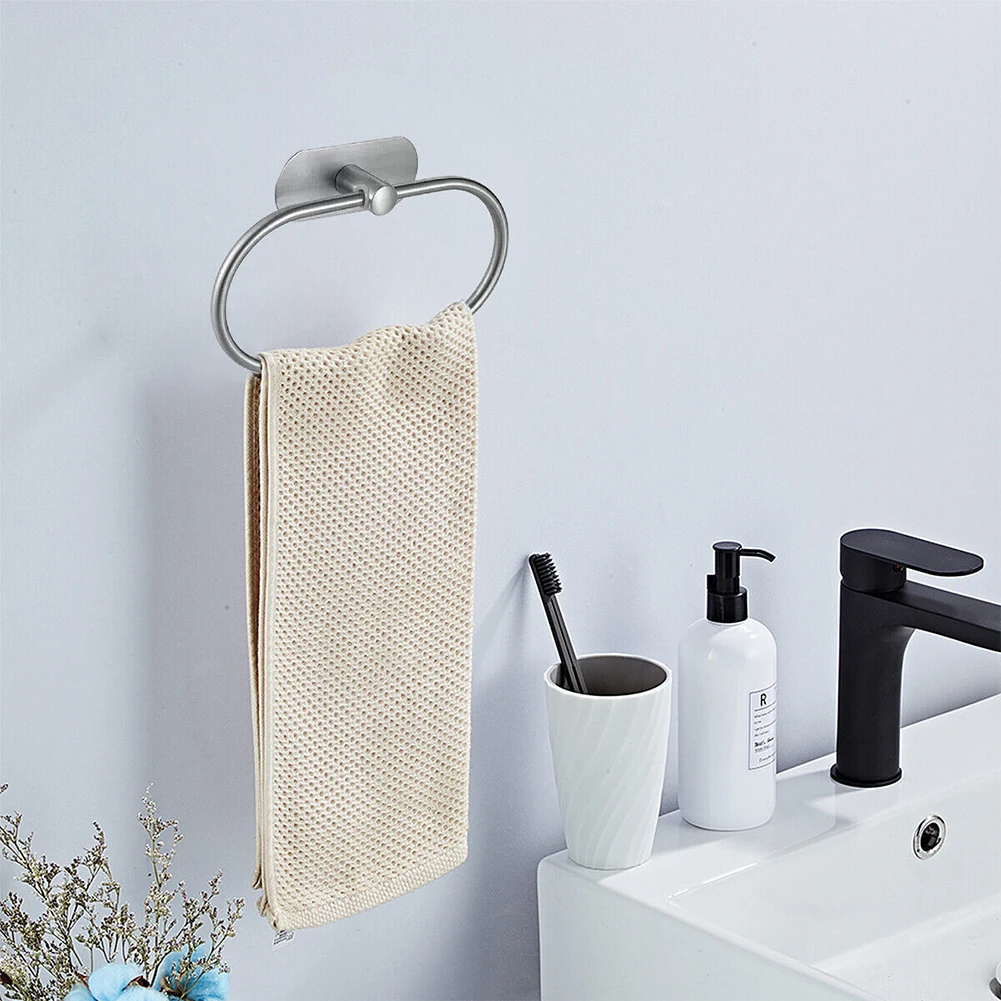 

Bathroom Towel Ring Rack Rail Holder Stainless Steel Towels Holder Wall Mounted Hand Towel Rails For Kitchen Bath Room