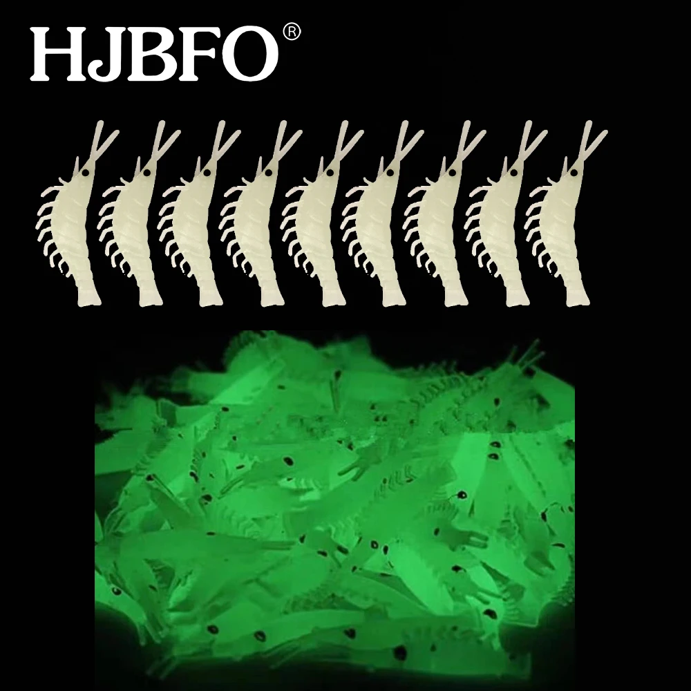 

HJBFO 50 шт. Светящиеся креветки, искусственные светящиеся приманки для ловли басса, 3,5 см