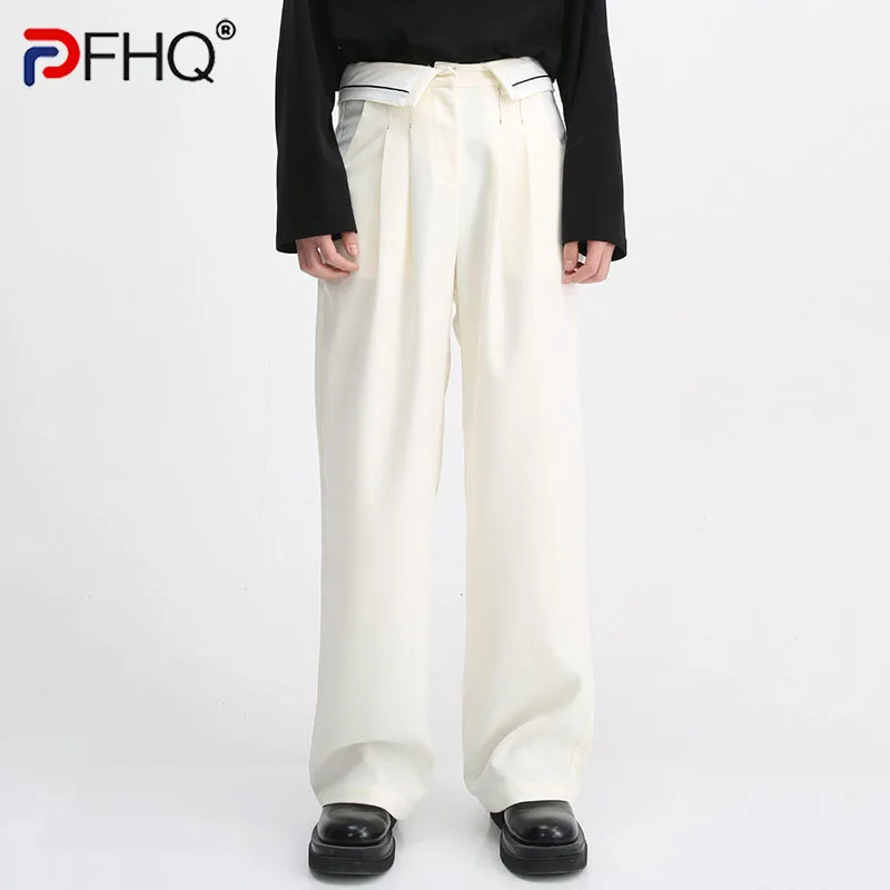 

PFHQ Trendy Spring Men's Pants Stretch High Quality Casual Loose Simple 2023 Original Wide Leg Male Trousers Elegant Straight