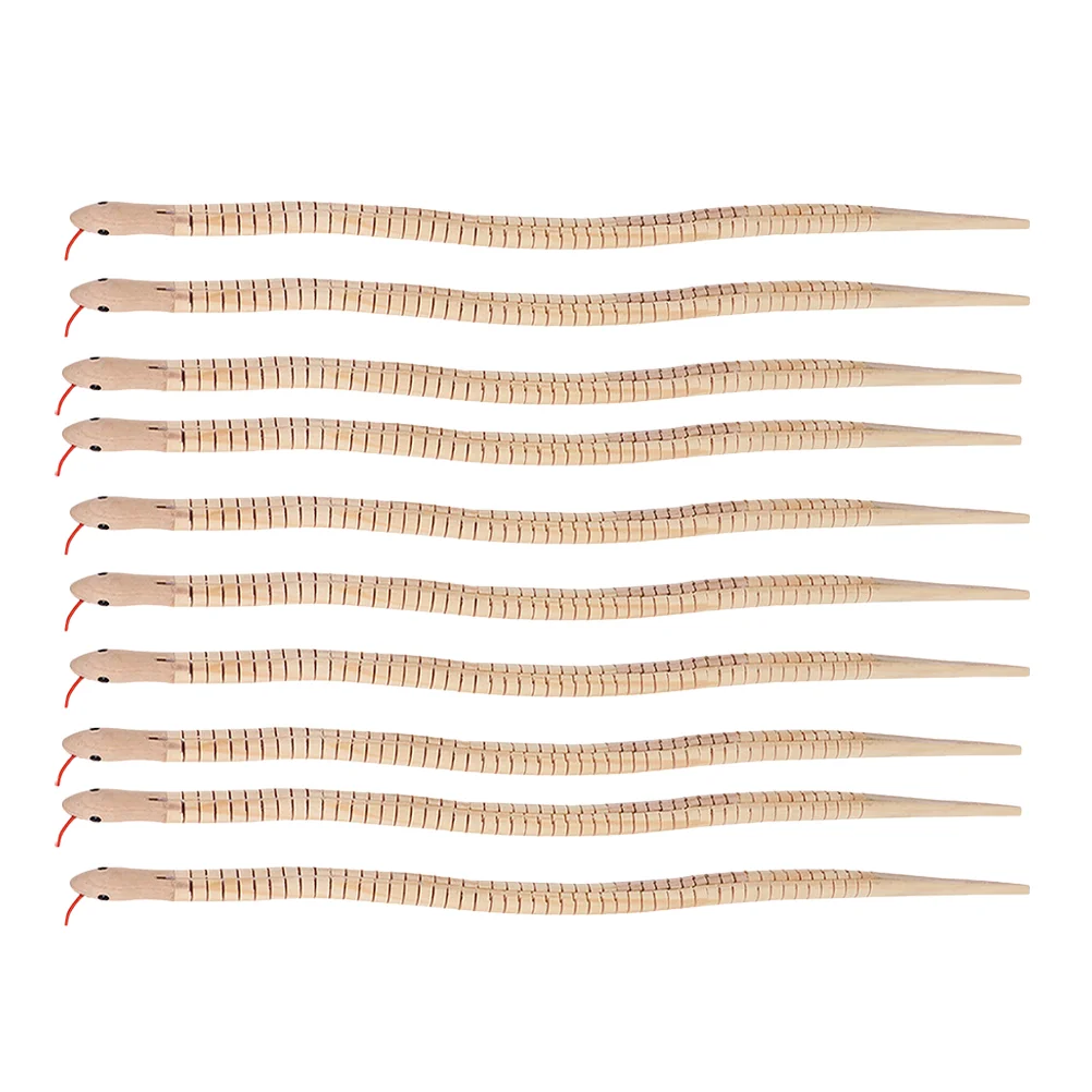 

10Pcs Wooden Flexible Snake Toy Halloween Prop Trick Props Kids Fake Snake Toy