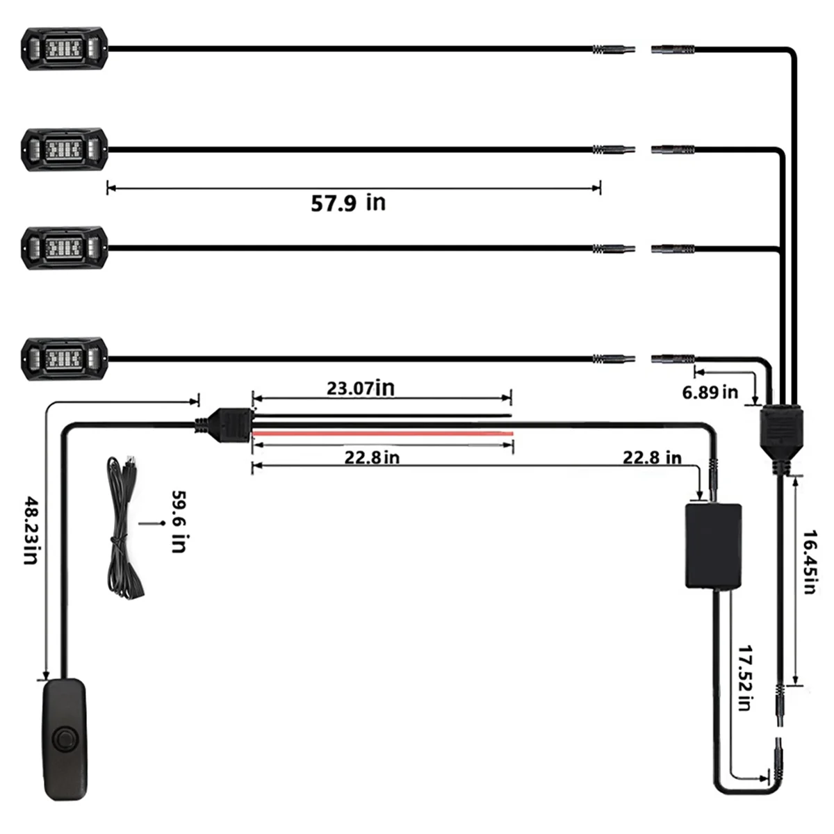 4-оборудовые рок-фонари для грузовиков светодиодные фонари RGB автомобилей