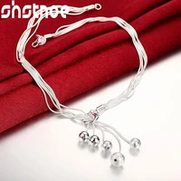 925 sterling silver five snake chain frosted smooth bead ball necklace 18 inch for women engagement fashion jewelry