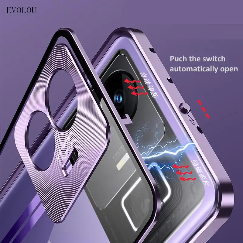 Противоударный чехол для телефона Xiaomi 13T Pro бампер с металлической рамой из