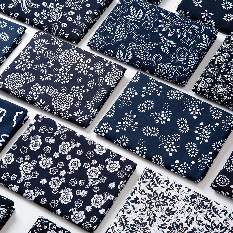 

100% Cotton Printed Fabric Chinese National Style Blue-And-White Batik Cloth Tablecloth Curtain Clothing Handmade DIY 145*50cm