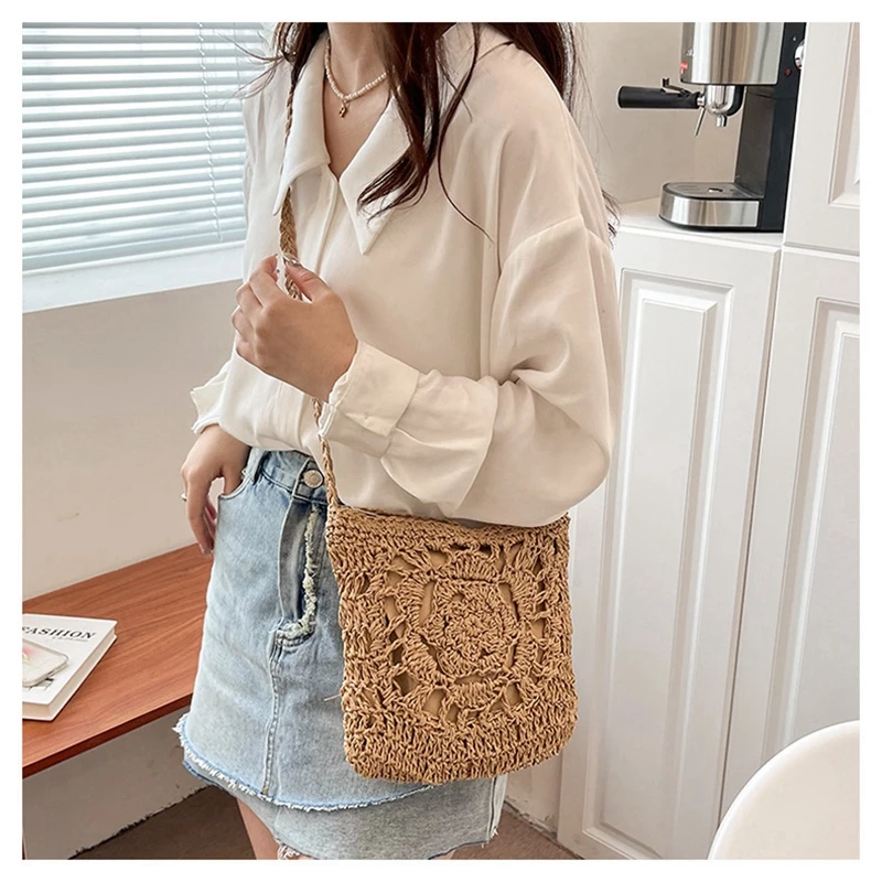 Fashion Woven Hollow Out Shoulder Bags casual Crochet Backpack Summer Beach Vacation Crossbody bag Ladies Messenger zipper Purse