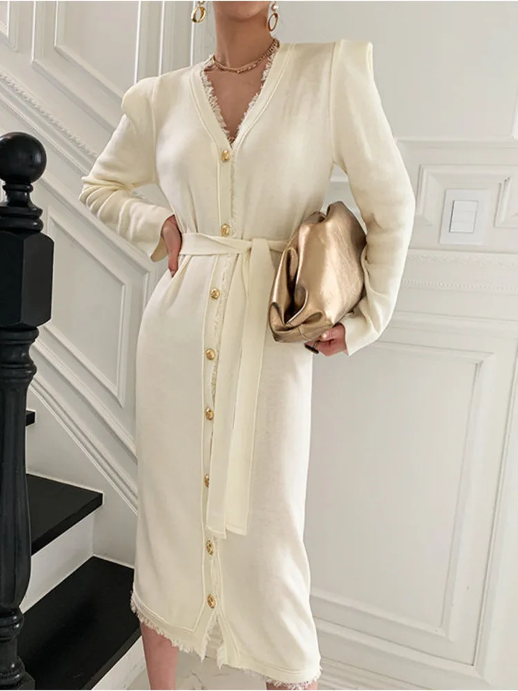 

Женский вязаный кардиган с поясом, мягкий и романтичный кардиган с V-образным вырезом, винтажный свитер на осень и зиму