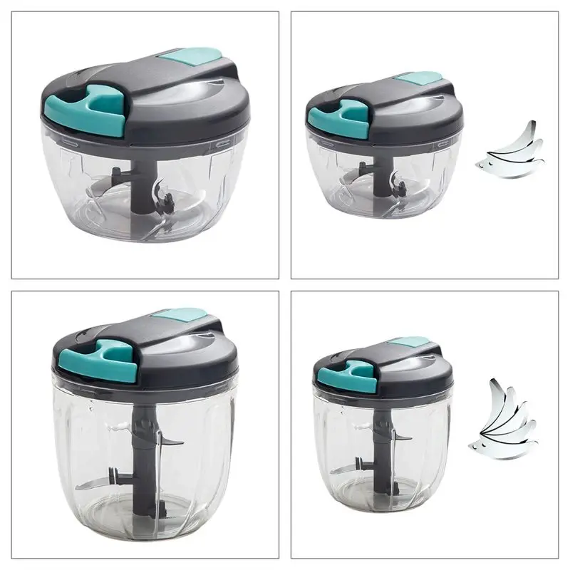 

Mini Manual Vegetable Chopper 3 Blades/5 Blades Hand Mixer for Meat Onion Salad Ginger Fruit Garlic Chopping Lightweight