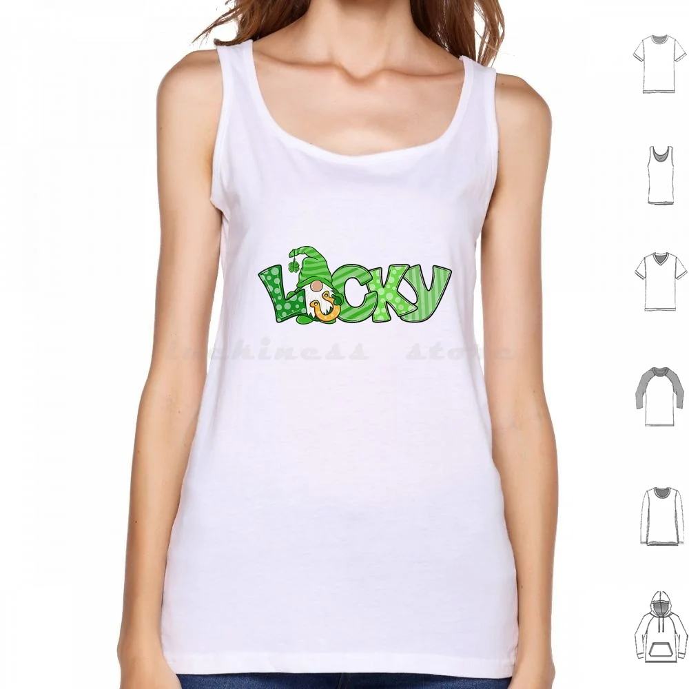 

Day Lucky Gnome Love Shamrock Clover Tank Tops Vest Sleeveless Day Day Funny Day Day Quote Day Lucky Gnome Lucky Gnome Love