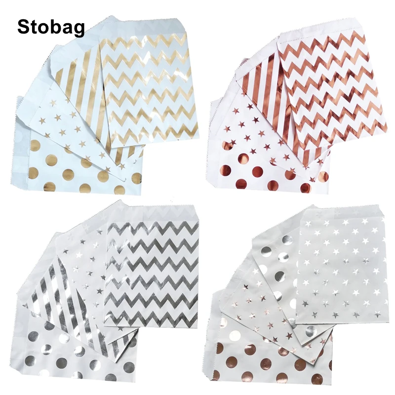 

StoBag 100pcs Degradable Paper Small Food Packaging Bags Baking Sealed Biscuit DIY Cookies Candy Gift Christmas Favors Supplies