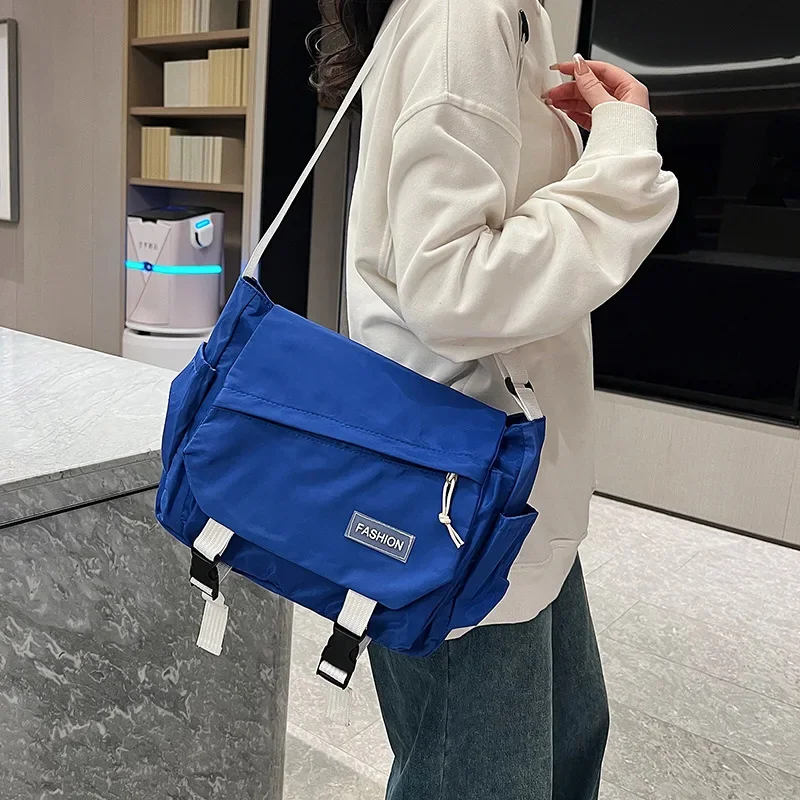 

Синяя вместительная кросс-боди сумка Klein для женщин и студентов, универсальная сумка на одно плечо, Повседневная сумка почтальона для мужчин