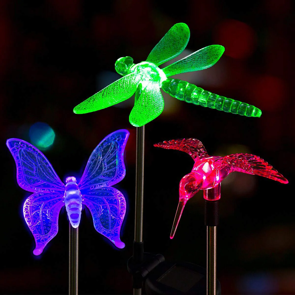 

Solar Garden Light Outdoors Butterfly Dragonfly Lights Color Changing Lights Simulation Courtyard Landscape Garden Decoration