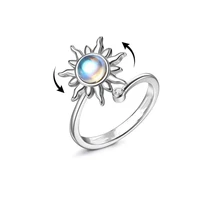 kose rotatable sunflower moonstone ring female simple and versatile creative adjustable ladies ring trend jewelry 2022 new