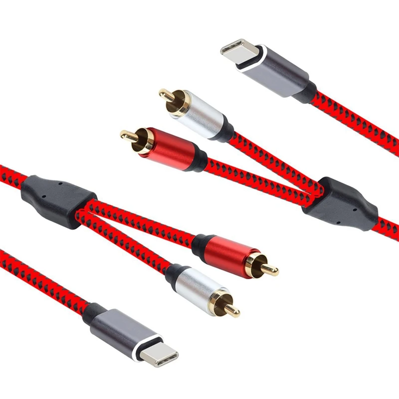 

2 шт., аудиокабель USB Type-C на 2 RCA