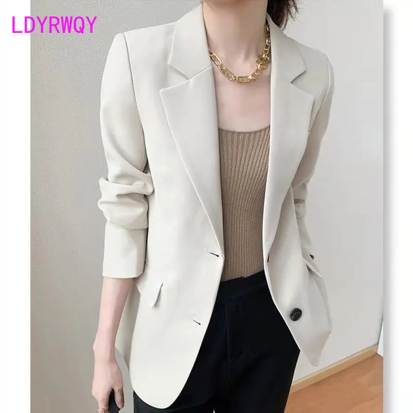 2023 Spring and Autumn New Korean Version Temperament Fashion Versatile Design Sense Suit Coffee Small Suit Coat Women