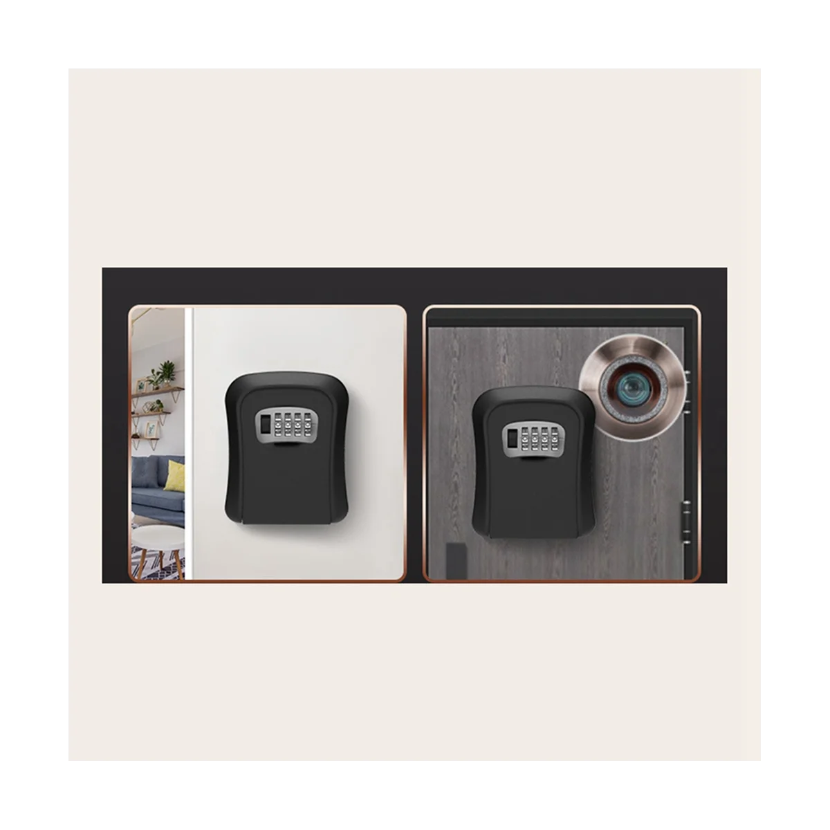 

Wall Mount Key Storage Organizer 4 Digit Combination Password Security Code Lock No Key Home Key Safe Box(A)