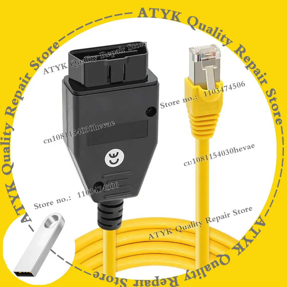 Фото Кабель ENET Bimmercode OBD2 для кодирования BMW F-серии |   E SYS ISTA+ ICOM Bootmod3 Bimmerlink OBD |   Кабель для тяжелых условий эксплуатации №1