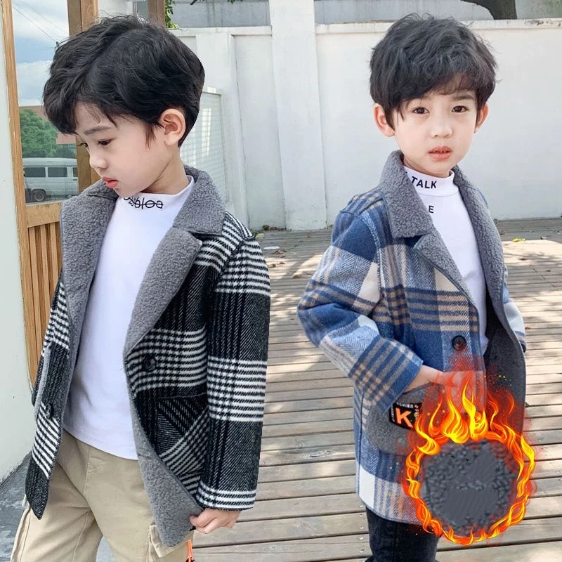 

New style Kids Winter Clothes Boys Wool Coat Casual Autumn Plaid Warm Children Outwear Toddler Winter Coat Boys Jacket 3-7 Years