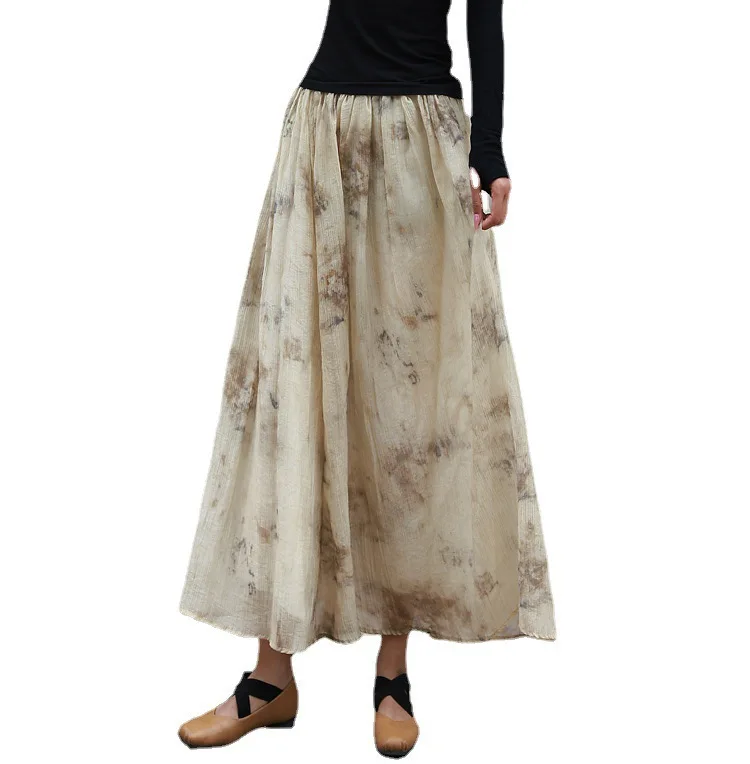 Юбка-миди женская с принтом в виде цветных растений