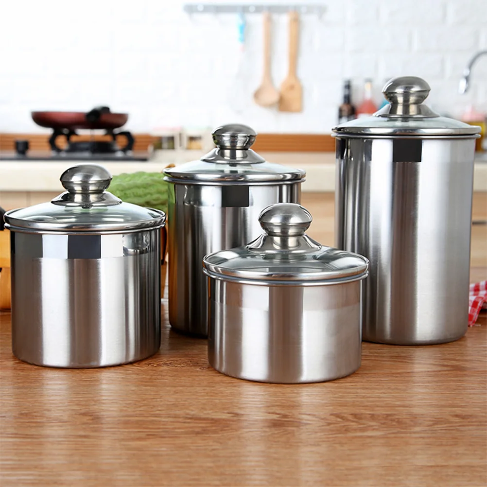 

Jar Storage Coffee Canister Container Tea Metal Canisters Cerealtank Candy Sealed Steel Containers Air Kitchen Stainless