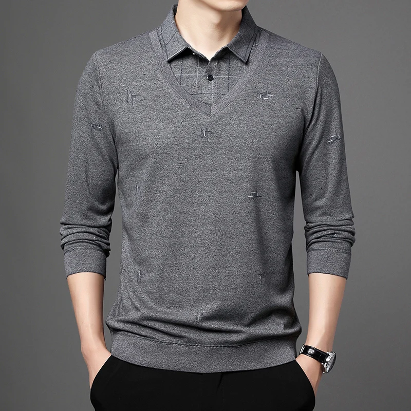 

Рубашка-поло мужская теплая с длинным рукавом, в деловом стиле