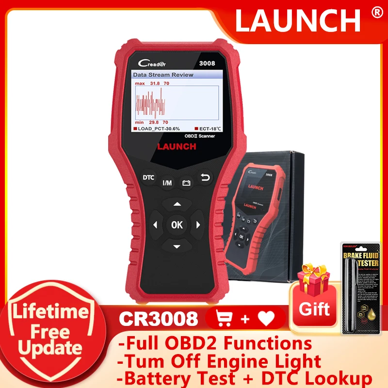 Автомобильный сканер LAUNCH X431 CR3008, диагностический инструмент для считывания кодов двигателя с поддержкой OBD2, Pk KW850