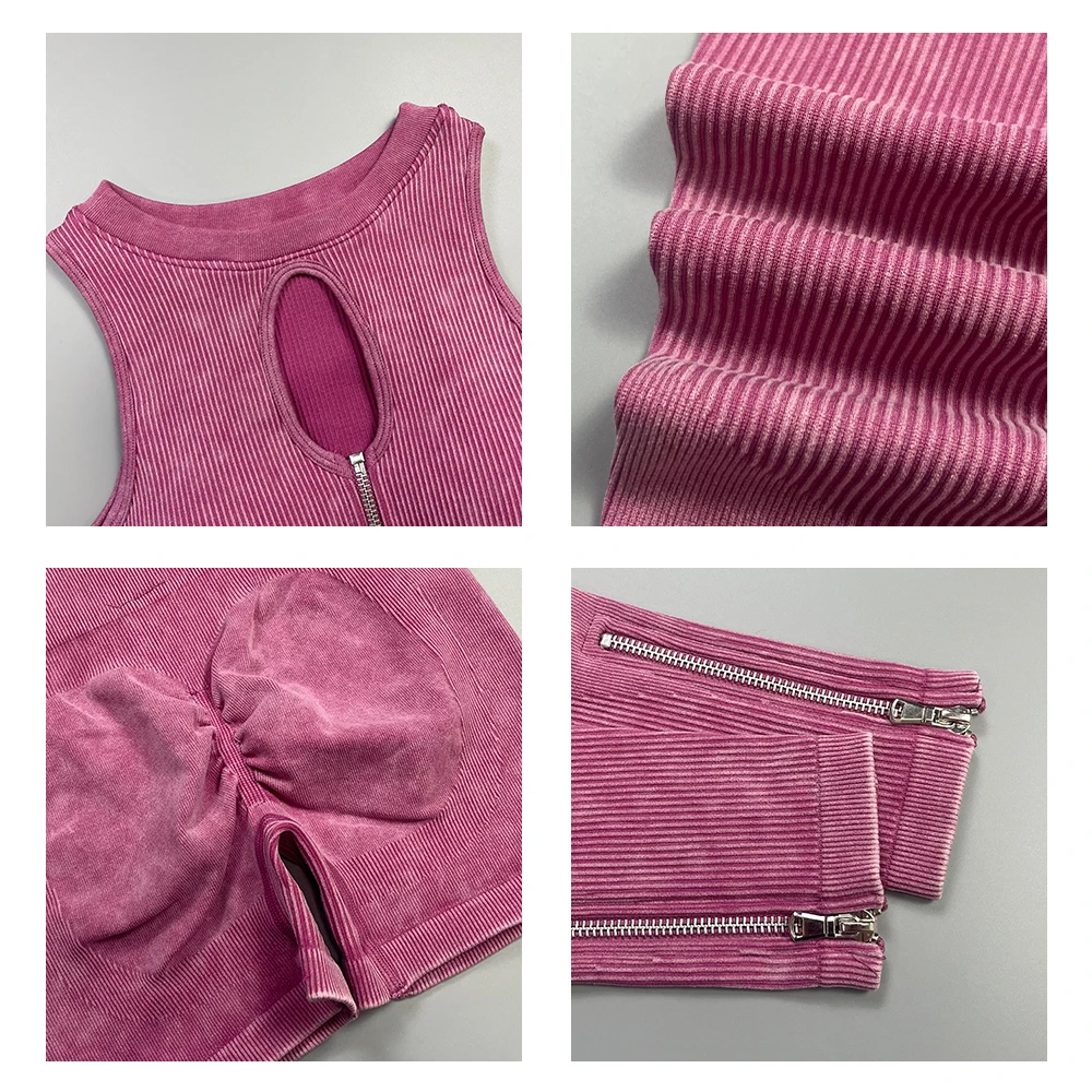 Seamless Yoga Set Women 2 Piece Outfits Gym Suits Sports Zipper Clothes Workout Tracksuit Fitness Sportswear Athletic