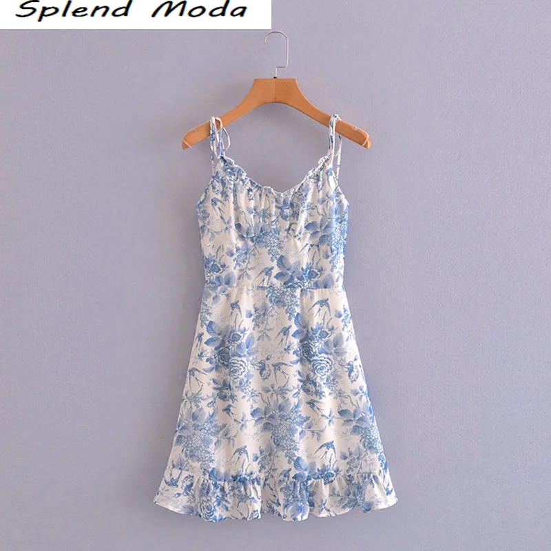 

Женское шифоновое мини-платье без рукавов, с открытой спиной и цветочным принтом