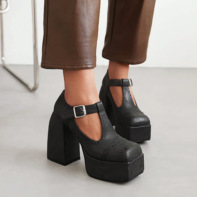 2023 new Spring women pumps plus size 23-28cm length Microfiber leather upper Square toe Sexy shoes thick heel womens shoes