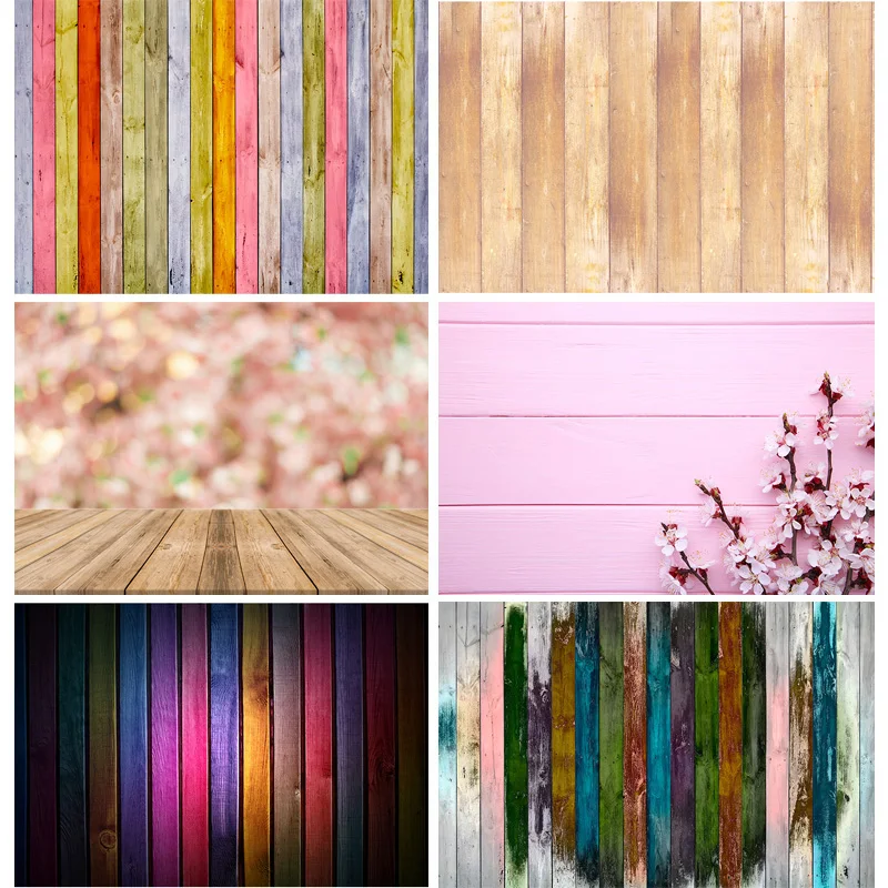 

Vinyl Colorful Wooden Texture Background Wood Planks Grain Photography Backdrops Photo Studio Props 211001 YXX-89